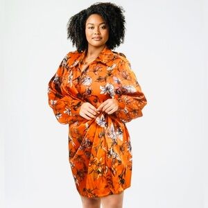 Avenue Orange Floral Samara Dress Plus Size 30/32
